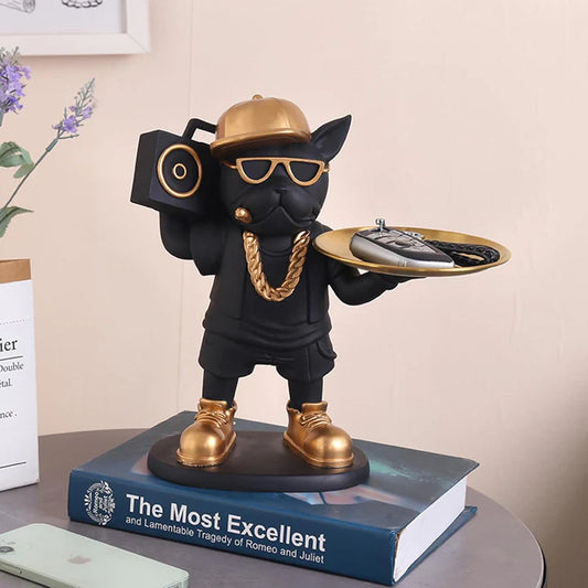 Hip Hop Dog Resin Tray with Storage Tabletop Organizer