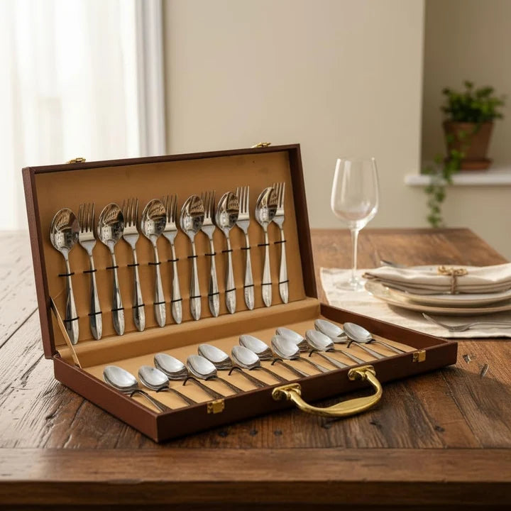 Silver Stainless Steel Cutlery Set 24