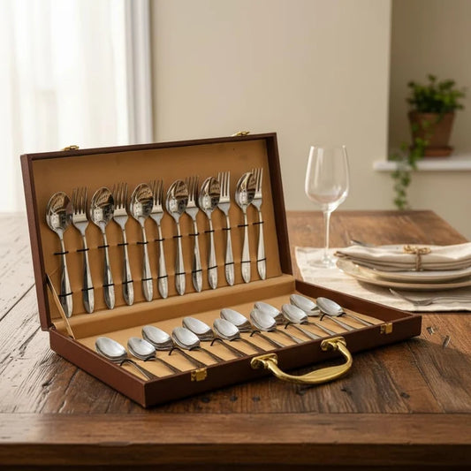 Silver Stainless Steel Cutlery Set 24