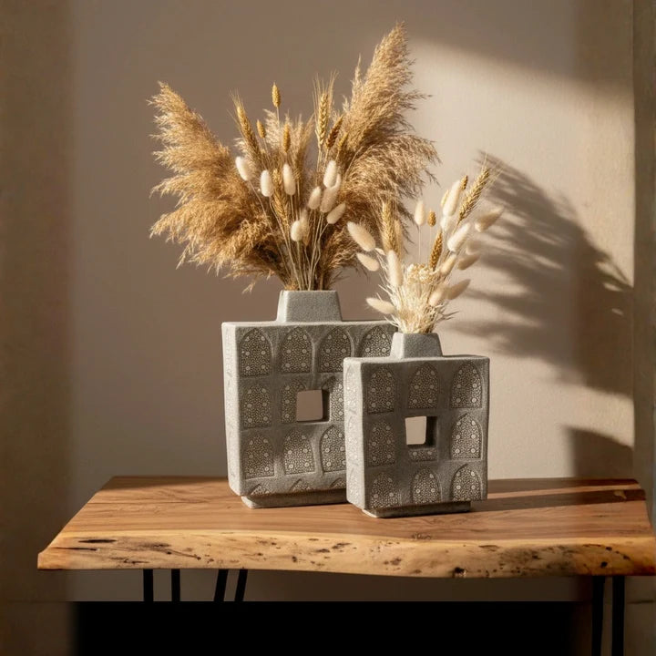 Moroccan Arch Textured Ceramic Vase