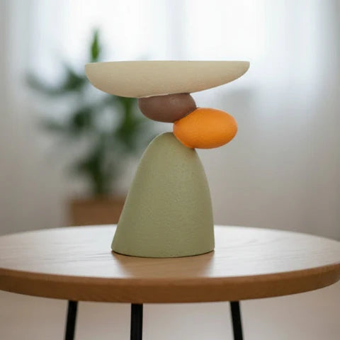 Scandinavian Resin Side Table – Round Stone Design