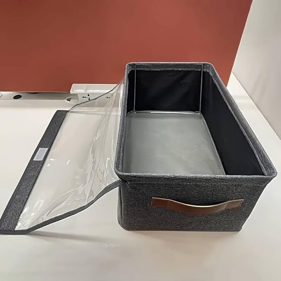 26LTR Clothes Storage Box, Cover Lid Drawer Foldable Box Non-Woven Clothes Organizer