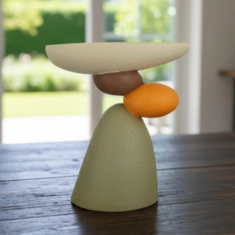 Scandinavian Resin Side Table – Round Stone Design