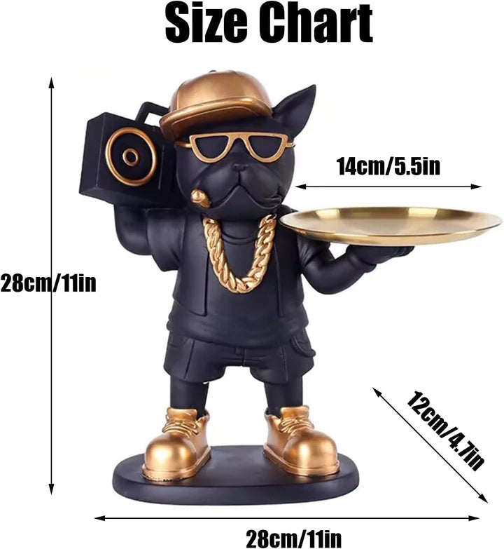 Hip Hop Dog Resin Tray with Storage Tabletop Organizer