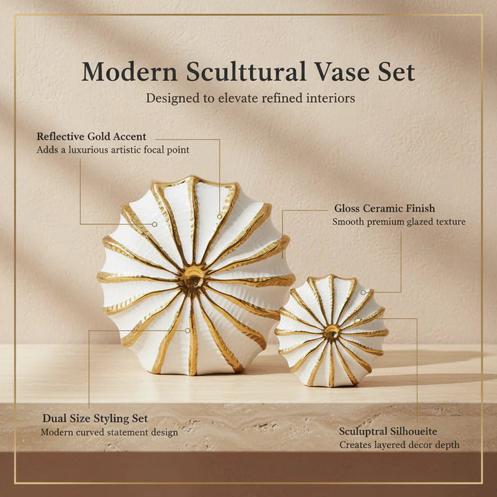 Shell Luxe Ceramic Vase Set