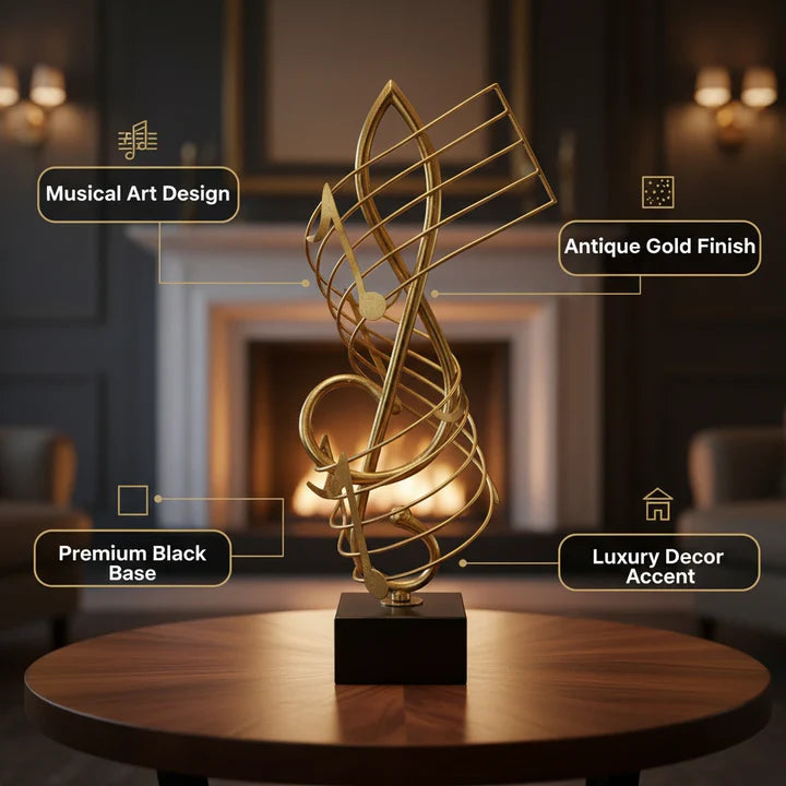 Harmony Golden Music Note Sculpture
