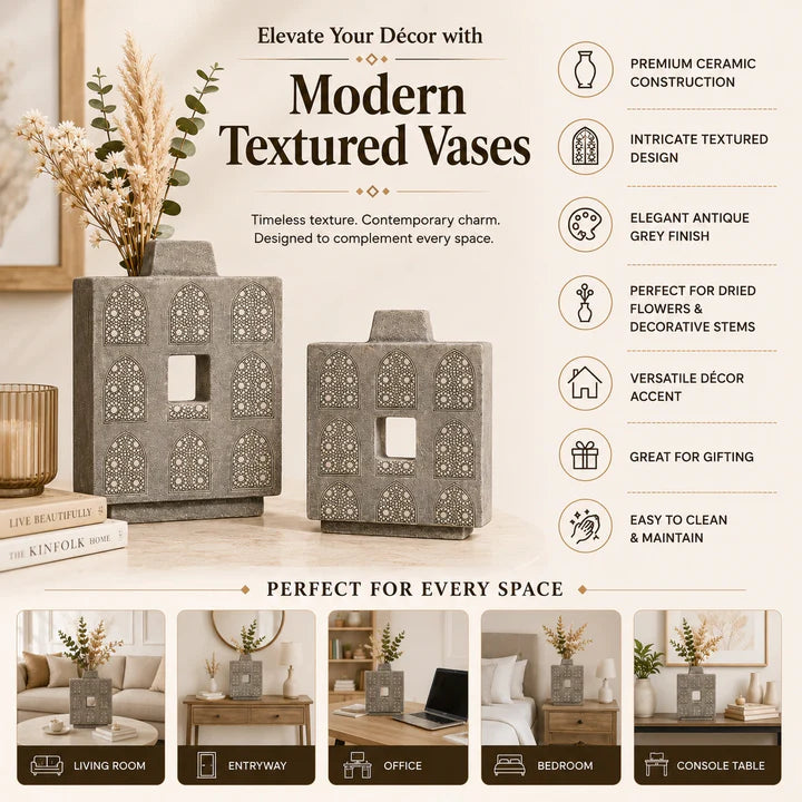 Moroccan Arch Textured Ceramic Vase