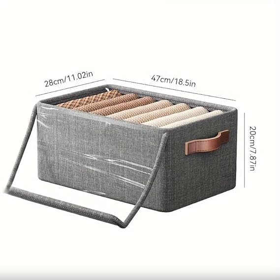 26LTR Clothes Storage Box, Cover Lid Drawer Foldable Box Non-Woven Clothes Organizer