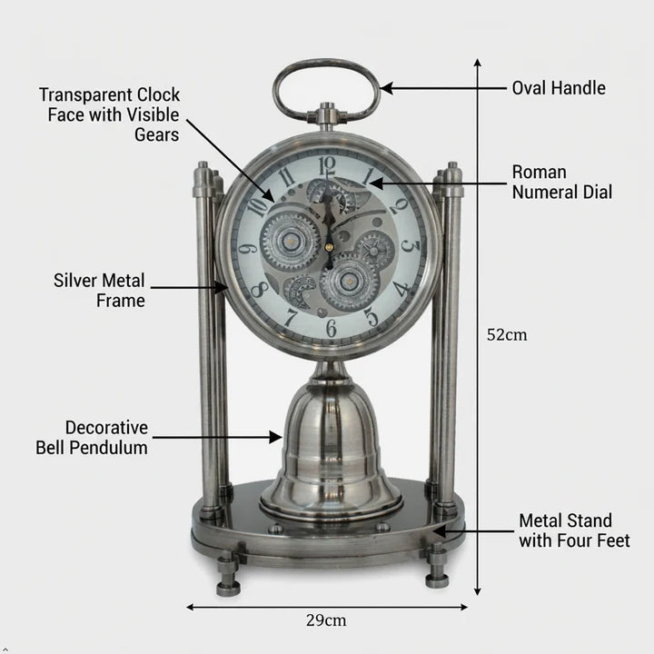 Vintage Gear Metal Table Clock