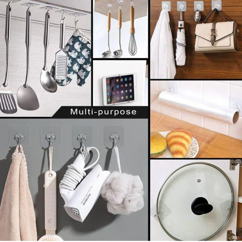 Heavy Duty Flower Adhesive Wall Hooks - 10 Pc Transparent Set