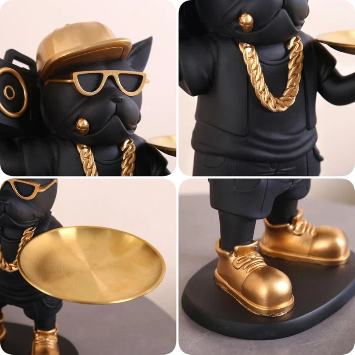 Hip Hop Dog Resin Tray with Storage Tabletop Organizer