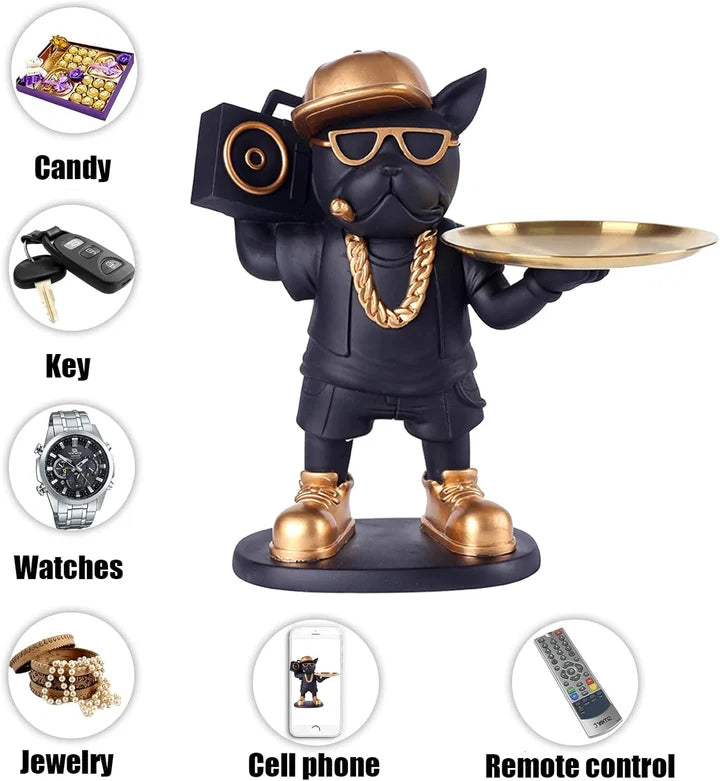 Hip Hop Dog Resin Tray with Storage Tabletop Organizer