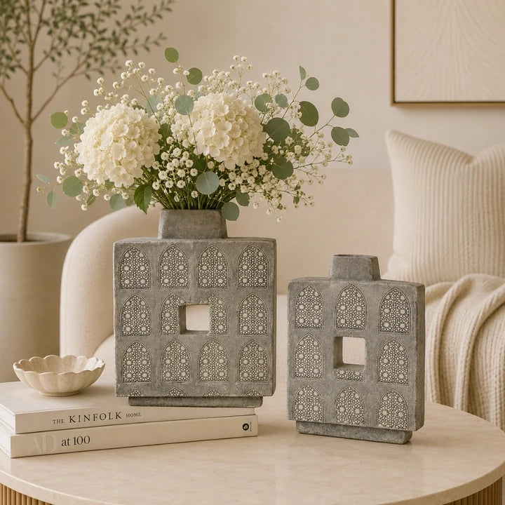 Moroccan Arch Textured Ceramic Vase
