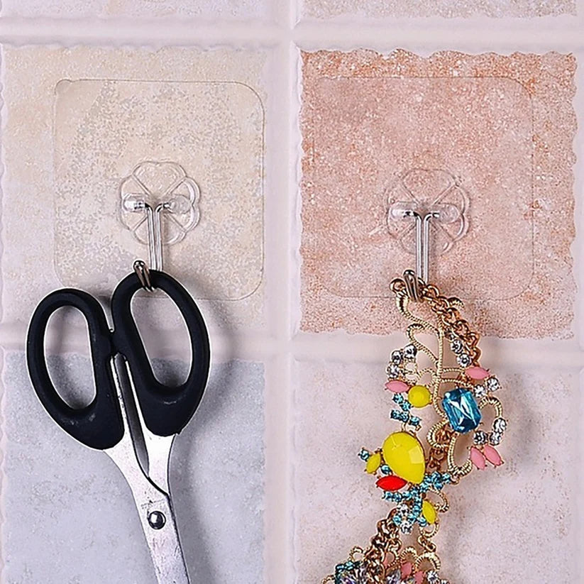 Heavy Duty Flower Adhesive Wall Hooks - 10 Pc Transparent Set