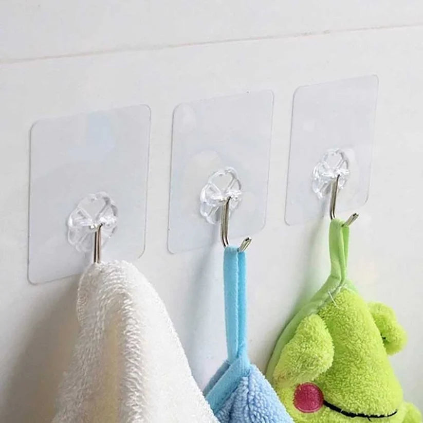 Heavy Duty Flower Adhesive Wall Hooks - 10 Pc Transparent Set