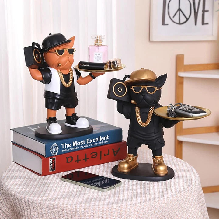 Hip Hop Dog Resin Tray with Storage Tabletop Organizer