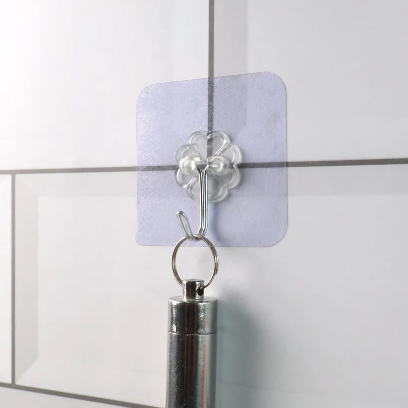 Heavy Duty Flower Adhesive Wall Hooks - 10 Pc Transparent Set