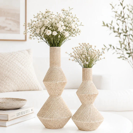 Textured Geometric Ceramic Vase