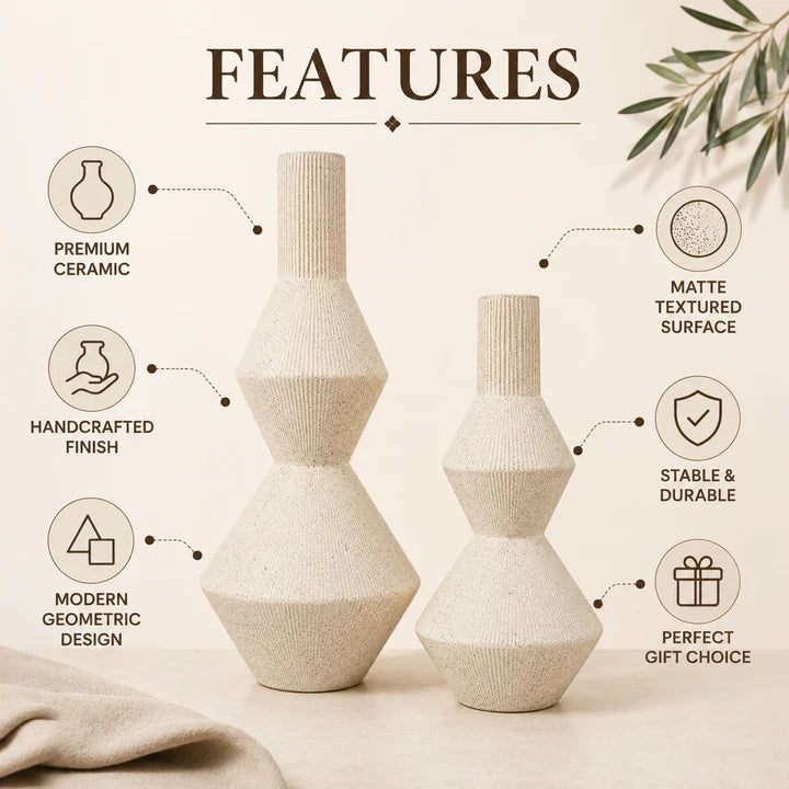 Textured Geometric Ceramic Vase