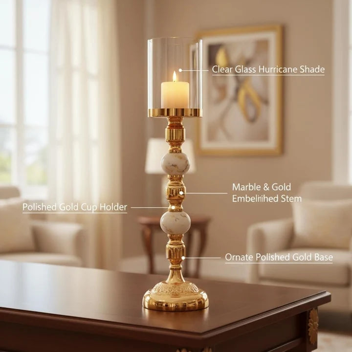Gold Plated Hurricane Candle Holders