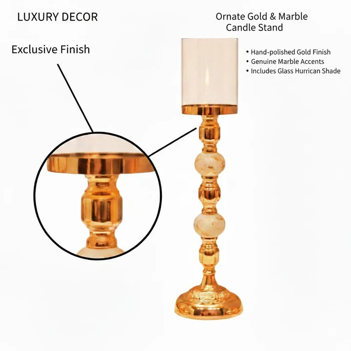 Gold Plated Hurricane Candle Holders