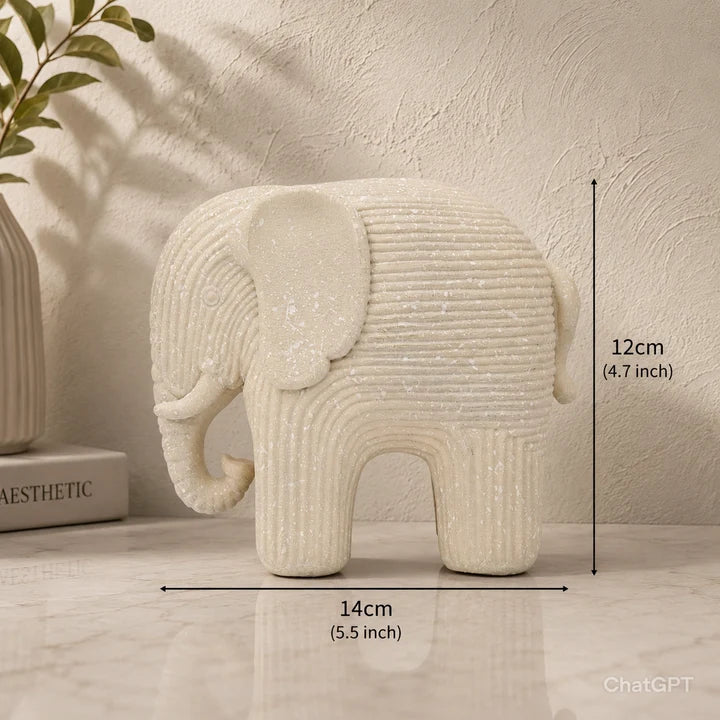 Ivory Textured Elephant Decor Sculpture