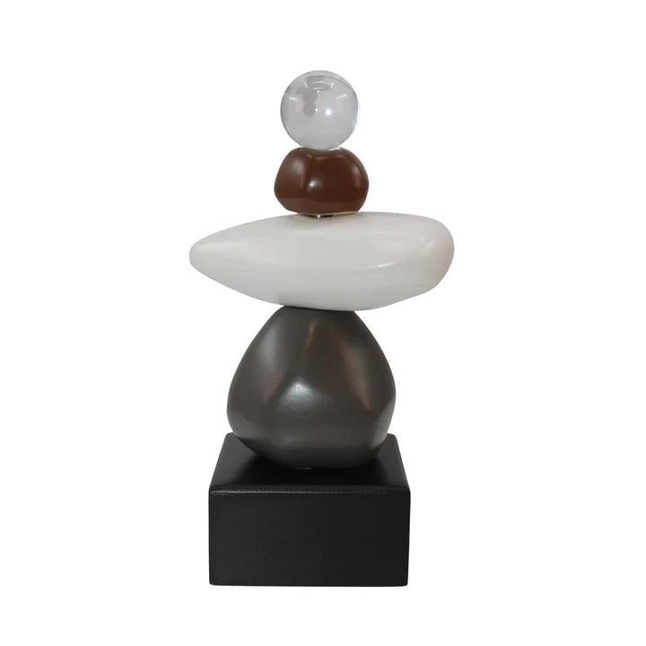 Modern Zen Stacked Stone Decor Sculpture Tabletop Organizer