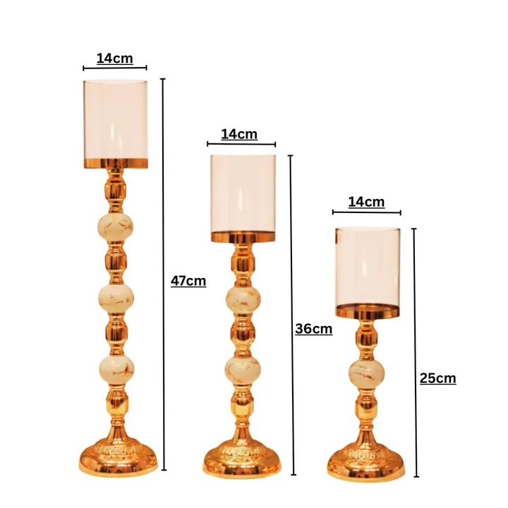 Gold Plated Hurricane Candle Holders