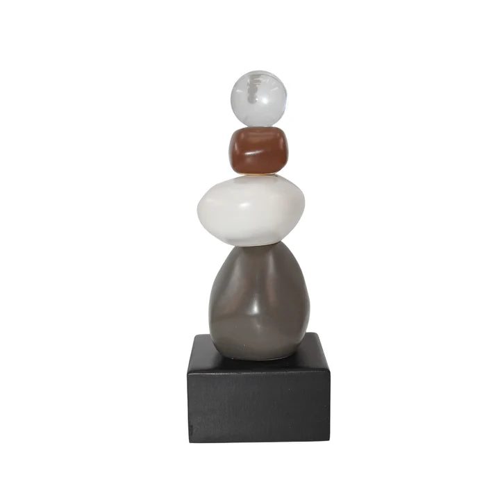 Modern Zen Stacked Stone Decor Sculpture Tabletop Organizer