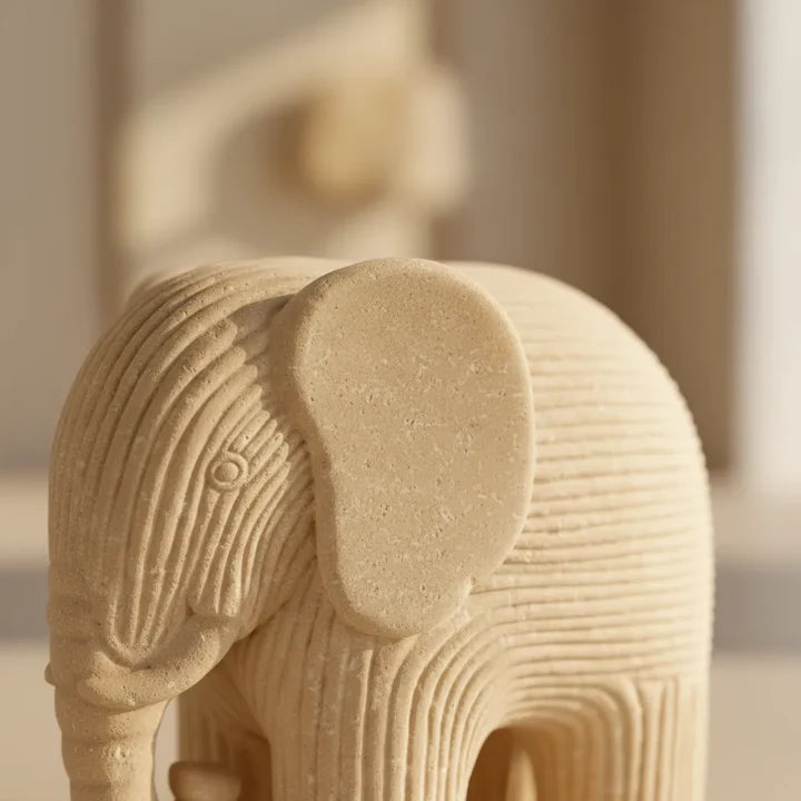 Ivory Textured Elephant Decor Sculpture