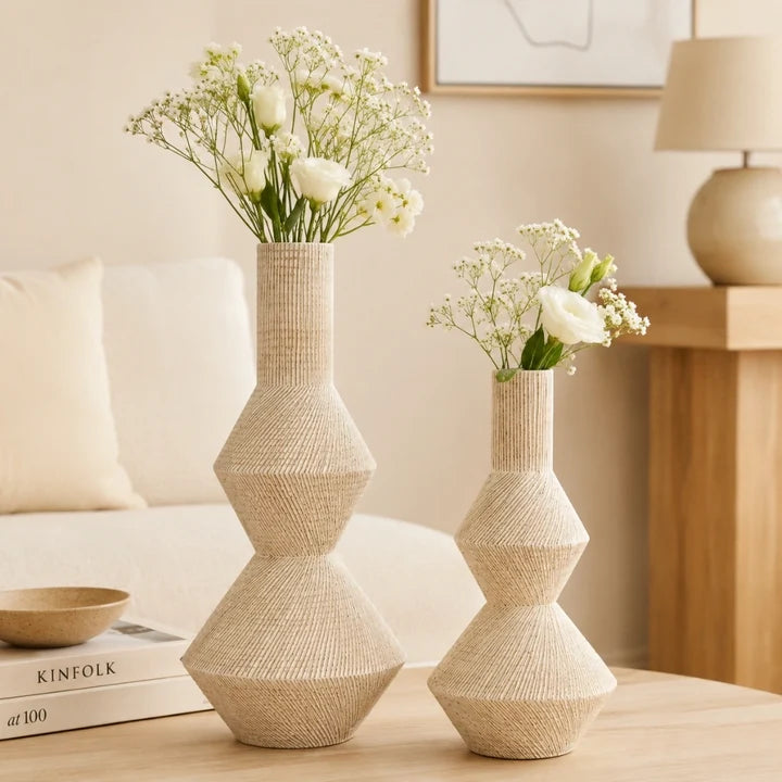 Textured Geometric Ceramic Vase