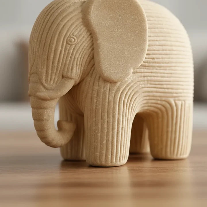 Ivory Textured Elephant Decor Sculpture