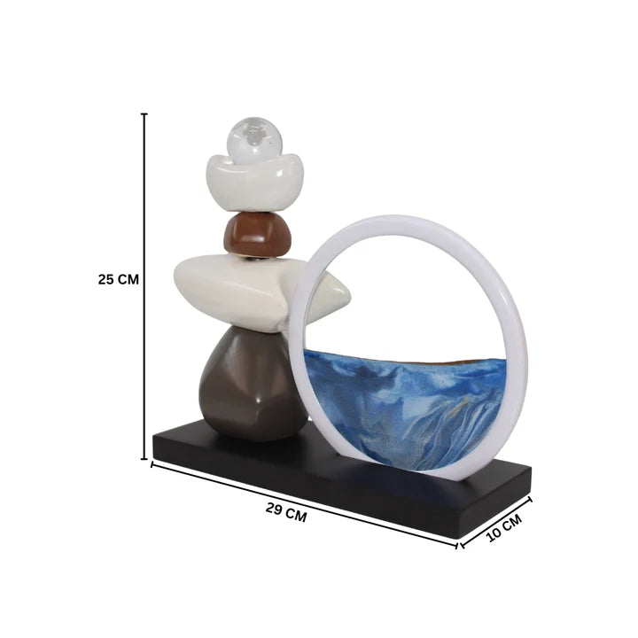 Modern Abstract Balance Sculpture with Glass Tabletop Organizer