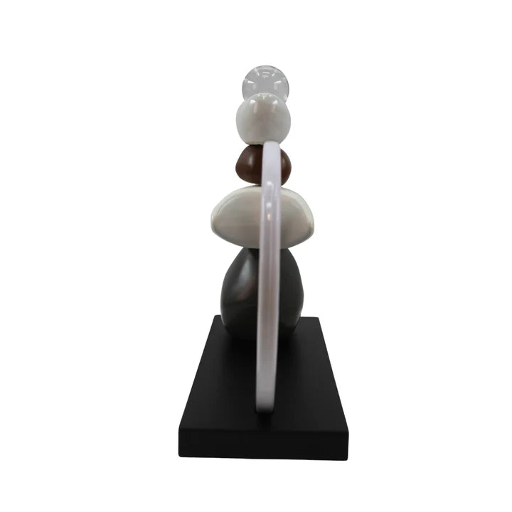 Modern Abstract Balance Sculpture with Glass Tabletop Organizer