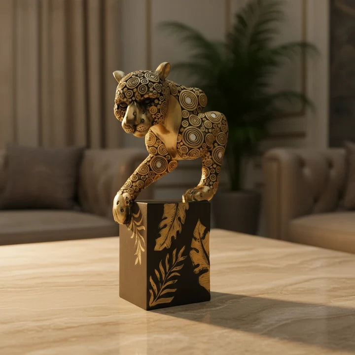 Golden Resin Panther Showpiece