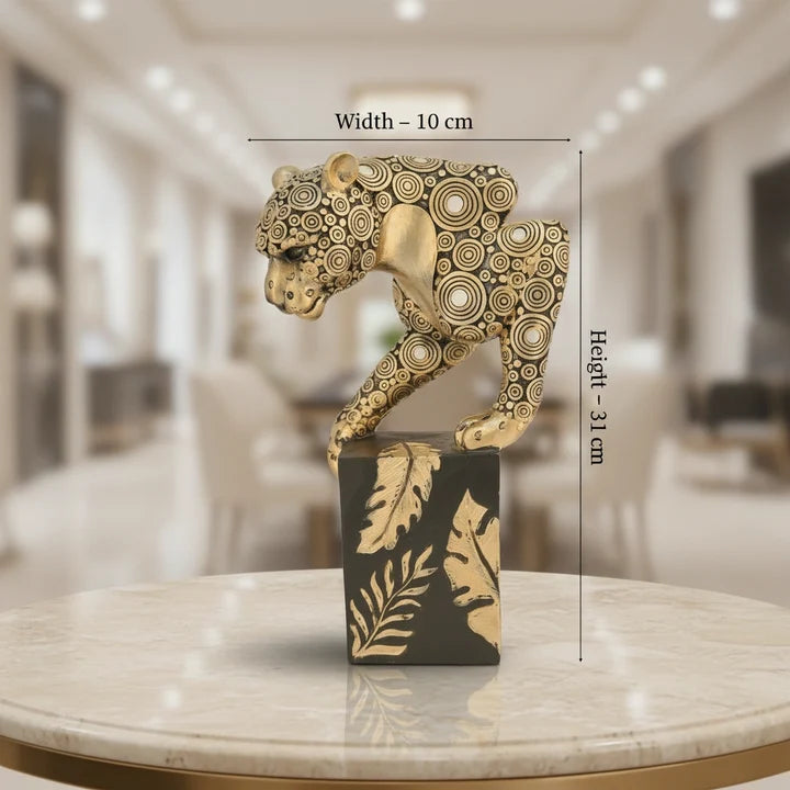 Golden Resin Panther Showpiece