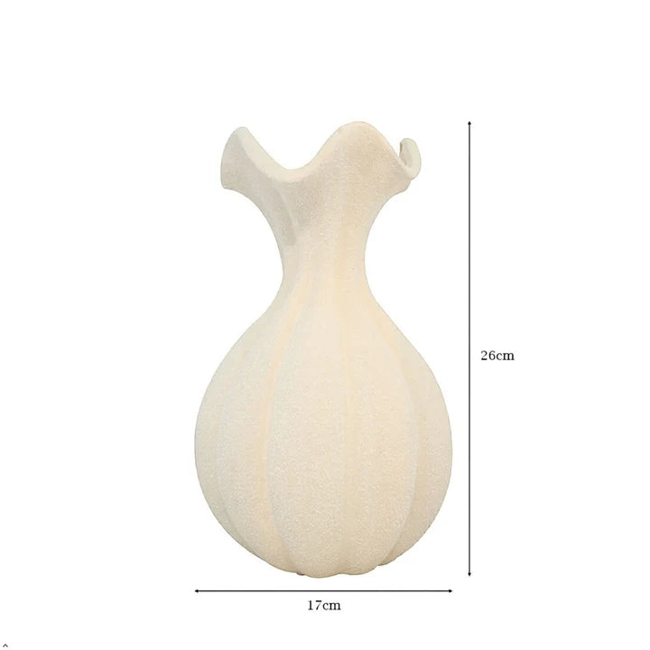 Organic Ruffled Neck Ceramic Vase