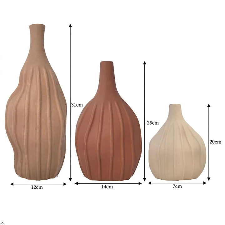 Earthy Ribbed Ceramic Vase