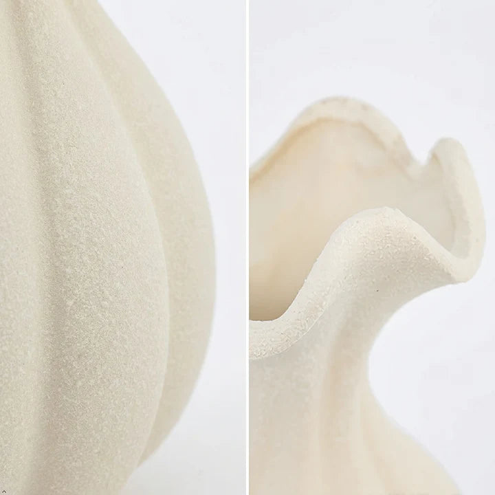 Organic Ruffled Neck Ceramic Vase