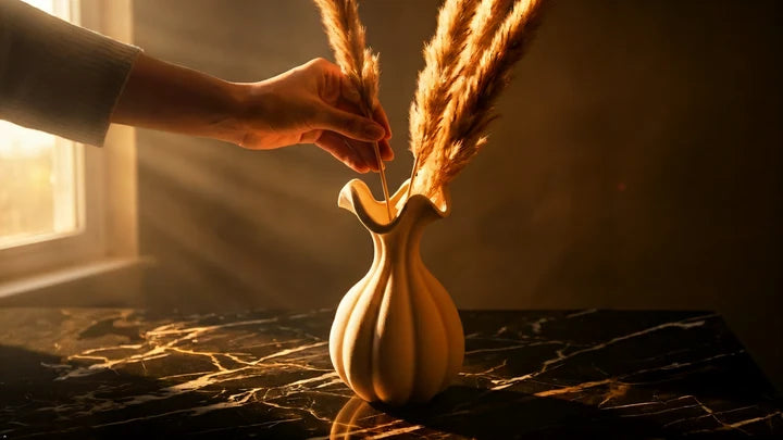 Organic Ruffled Neck Ceramic Vase