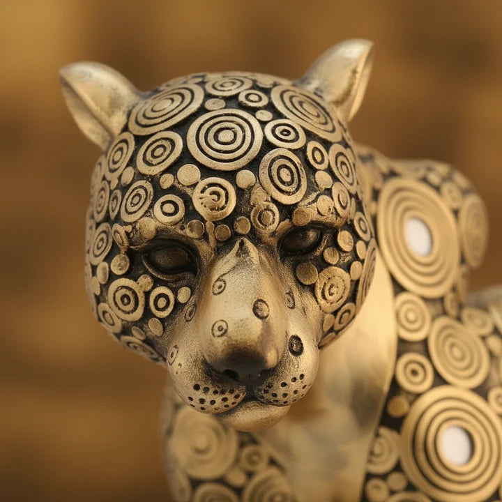 Golden Resin Panther Showpiece