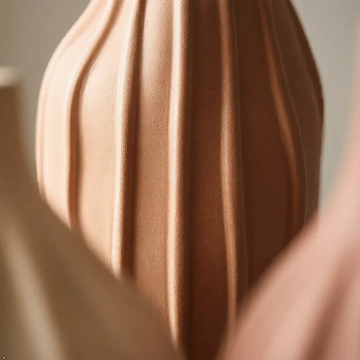 Earthy Ribbed Ceramic Vase