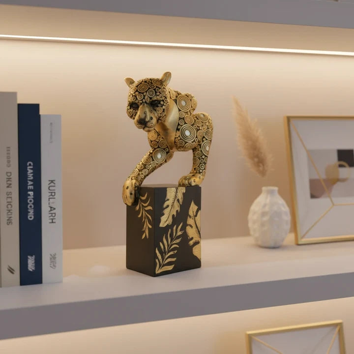 Golden Resin Panther Showpiece