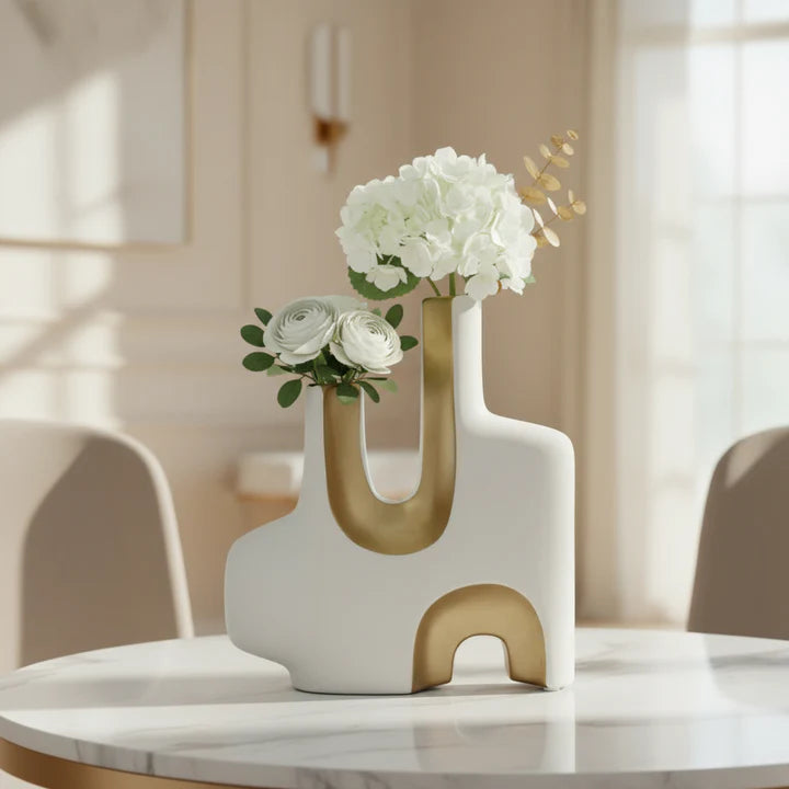 Dual Stem Ceramic Vase