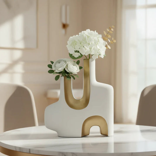 Dual Stem Ceramic Vase
