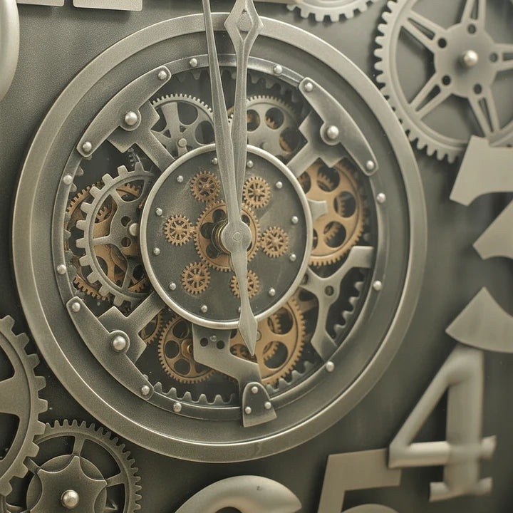 Steampunk Metal Wall Clock with 3D Numbers