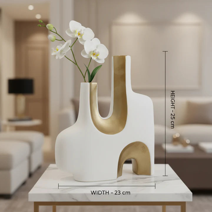Dual Stem Ceramic Vase