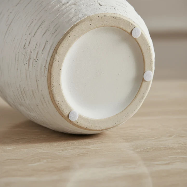Textured Ceramic Vase with Gold Accent Neck
