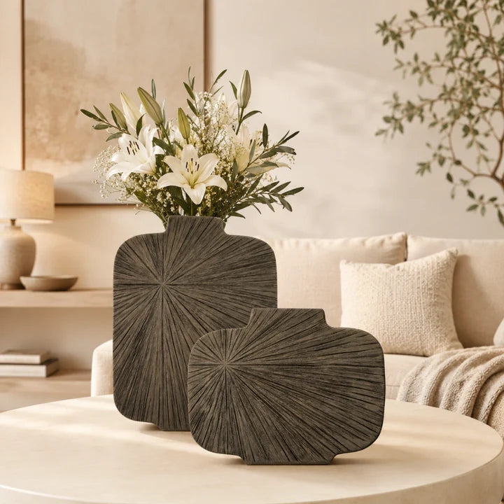 Matte Brown Tabletop Flower Vases