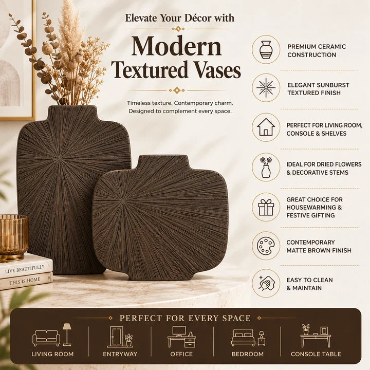Matte Brown Tabletop Flower Vases